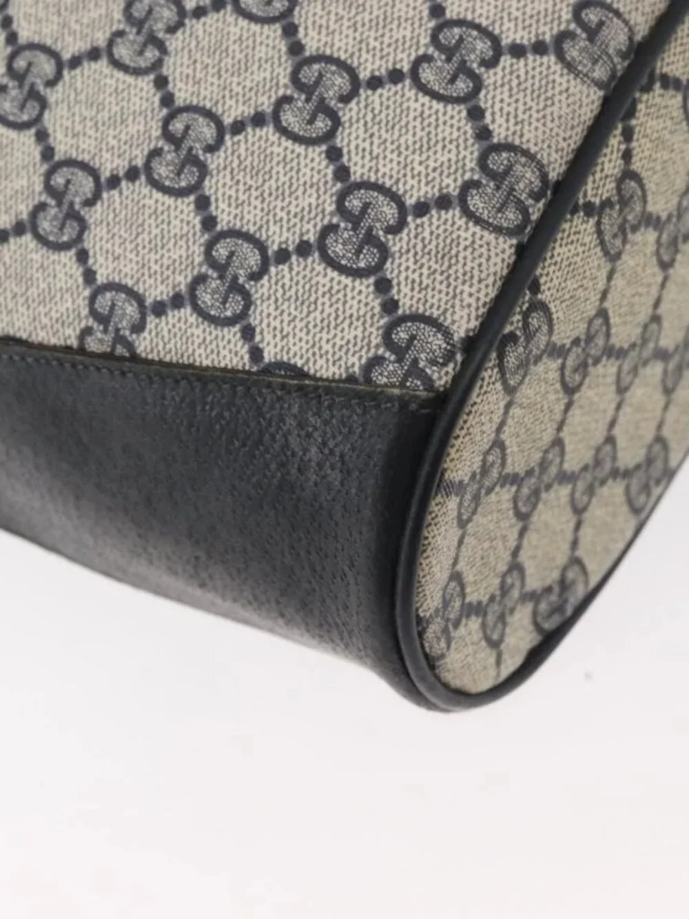 GUCCI GG Supreme Web Sherry Line Purse Bag PVC Navy Gold 41 02 033 Auth